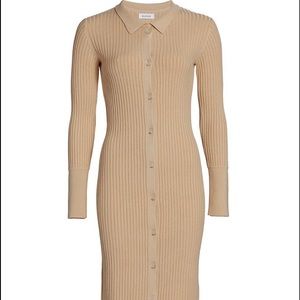 RIBBED BUTTON DOWN DRESS